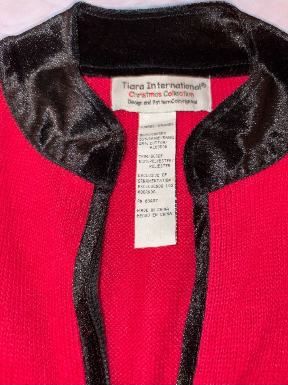 Vtg Tiara International Christmas Poinsettia Zip Cardigan Sweater